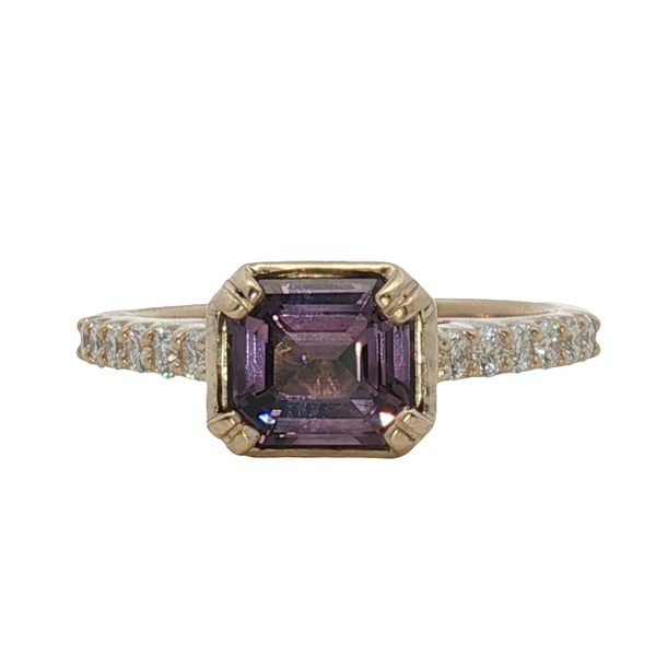 1.57ct Asscher Cut Violet Spinel Ring in 14k Yellow Gold Clark's Diamond Jewelers Coeur d'Alene, ID
