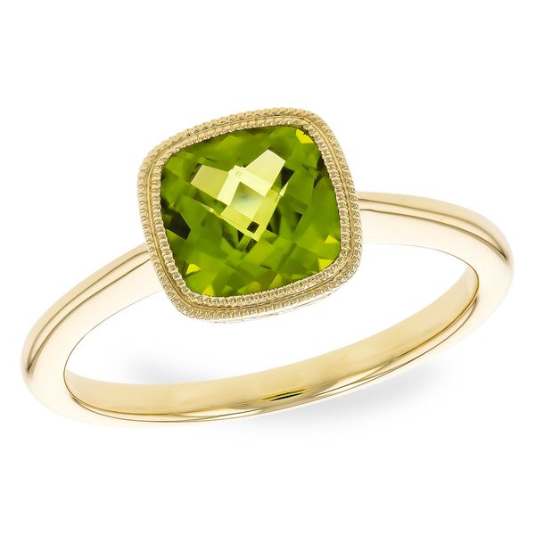1.48ct Peridot Bezel Ring in 14k Yellow Gold Clark's Diamond Jewelers Coeur d'Alene, ID