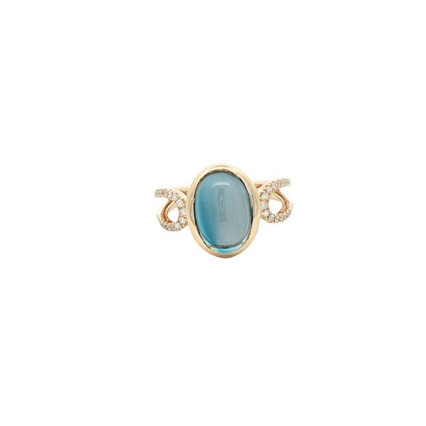 London Blue Topaz Oval Cabochon Ring in 14k Yellow Gold Clark's Diamond Jewelers Coeur d'Alene, ID