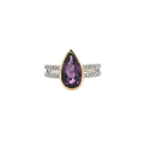 Amethyst Bezel Two-Tone Ring in 14k Gold Clark's Diamond Jewelers Coeur d'Alene, ID