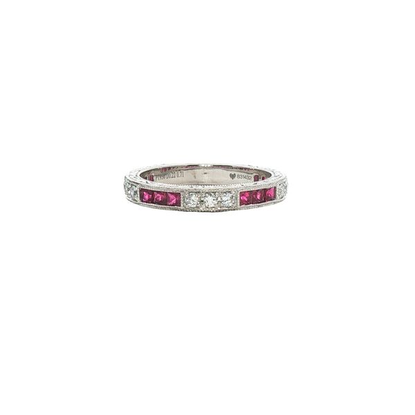 Ruby and Diamond Filigree Ring in Platinum Clark's Diamond Jewelers Coeur d'Alene, ID