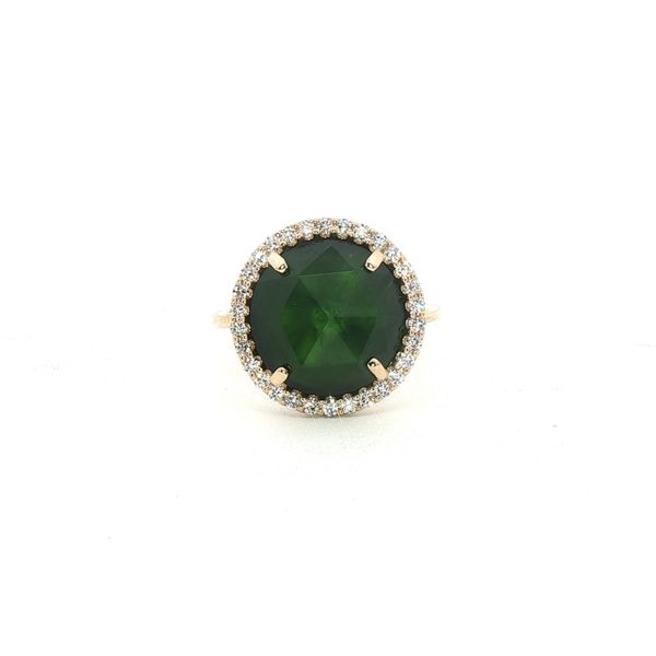 Green Tourmaline Halo Ring Clark's Diamond Jewelers Coeur d'Alene, ID