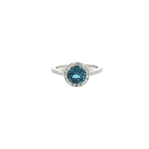 Blue Topaz Halo Ring Clark's Diamond Jewelers Coeur d'Alene, ID