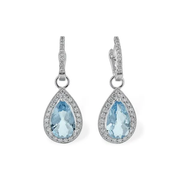 3.40ct Aquamarine Halo Dangle Earring in 14k White Gold Clark's Diamond Jewelers Coeur d'Alene, ID