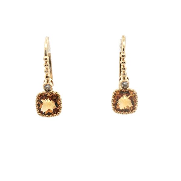 0.98cttw Citrine Cushion Bezel Earrings in 14k Yellow Gold Clark's Diamond Jewelers Coeur d'Alene, ID