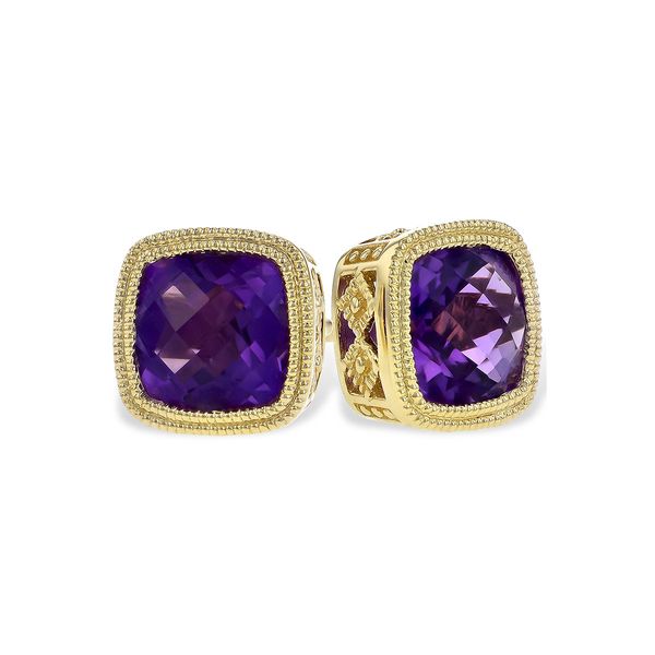 1.70cttw Amethyst Bezel Earrings in 14k Yellow Gold Clark's Diamond Jewelers Coeur d'Alene, ID