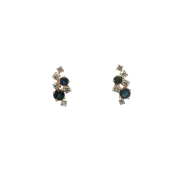 Sapphire and Diamond Cluster Earrings in 14k Yellow Gold Clark's Diamond Jewelers Coeur d'Alene, ID
