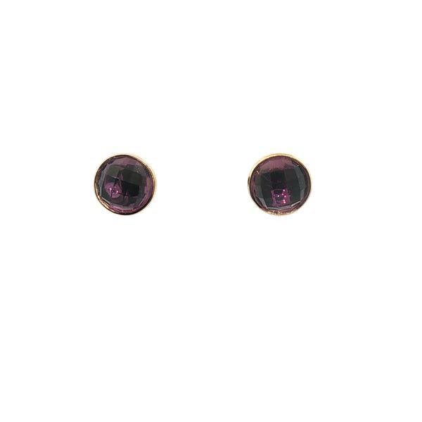 Amethyst Bezel Earrings in 14k Yellow Gold Clark's Diamond Jewelers Coeur d'Alene, ID