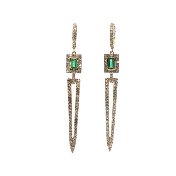 Emerald and Diamond Earrings in 14k Yellow Gold Clark's Diamond Jewelers Coeur d'Alene, ID