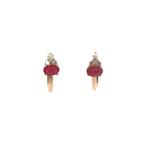 Ruby Hoop Earrings in 14k Yellow Gold Clark's Diamond Jewelers Coeur d'Alene, ID