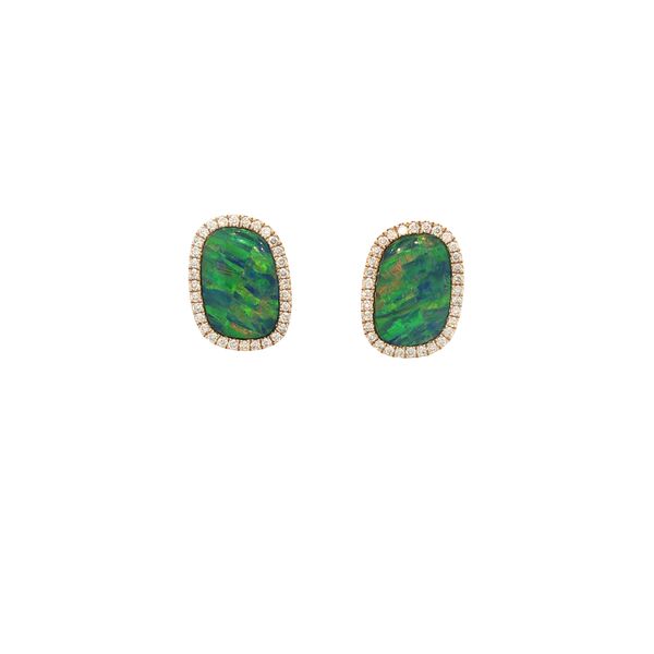 Australian Opal Halo Earrings Clark's Diamond Jewelers Coeur d'Alene, ID