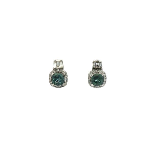 Montana Sapphire Halo Earrings in 10k White Gold Clark's Diamond Jewelers Coeur d'Alene, ID