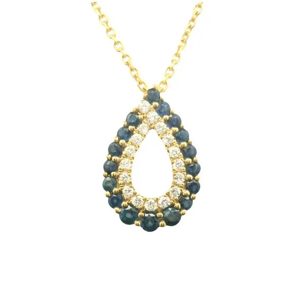 Sapphire & Diamond Teardrop Pendant in 14k Yellow Gold Clark's Diamond Jewelers Coeur d'Alene, ID