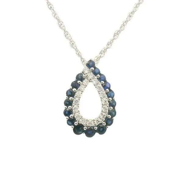 0.52ct Sapphire & Diamond Teardrop Pendant in 14k White Gold Clark's Diamond Jewelers Coeur d'Alene, ID