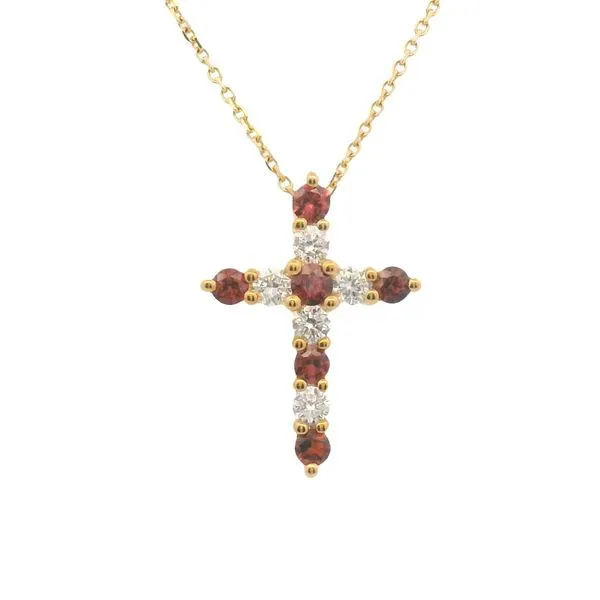 Ruby & Diamond Cross Pendant in 14k Yellow Gold – 0.87cttw Clark's Diamond Jewelers Coeur d'Alene, ID