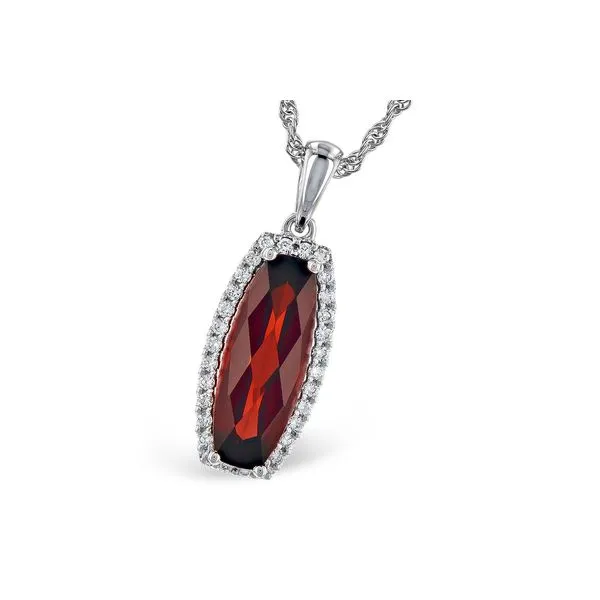 1.75ct Garnet Halo Necklace in 14k White Gold Clark's Diamond Jewelers Coeur d'Alene, ID