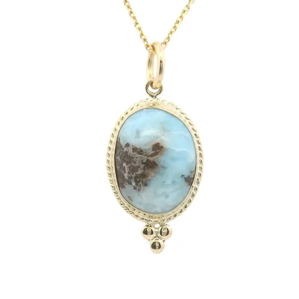 Oval Larimar Pendant in 14k Yellow Gold Clark's Diamond Jewelers Coeur d'Alene, ID