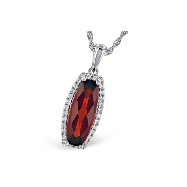 1.75ct Garnet Halo Necklace in 14k White Gold Clark's Diamond Jewelers Coeur d'Alene, ID