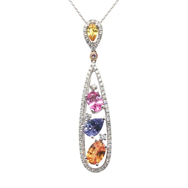2.80cttw Multi-Color Sapphire and Diamond Pendant in 18k White Gold Clark's Diamond Jewelers Coeur d'Alene, ID