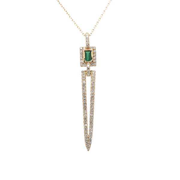 Emerald Dagger Dangle Necklace in 14k Yellow Gold Clark's Diamond Jewelers Coeur d'Alene, ID