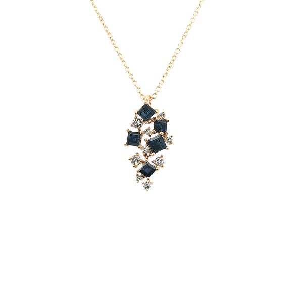 Sapphire and Diamond Cluster Pendant in 14k Yellow Gold Clark's Diamond Jewelers Coeur d'Alene, ID