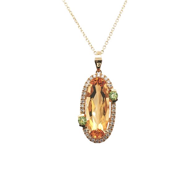 Citrine and Peridot Halo Pendant in 14k Yellow Gold Clark's Diamond Jewelers Coeur d'Alene, ID