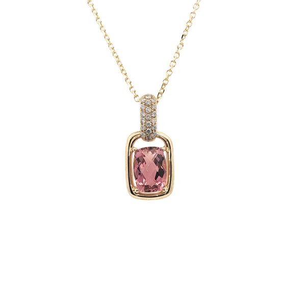 Pink Tourmaline Pendant in 14k Yellow Gold Clark's Diamond Jewelers Coeur d'Alene, ID