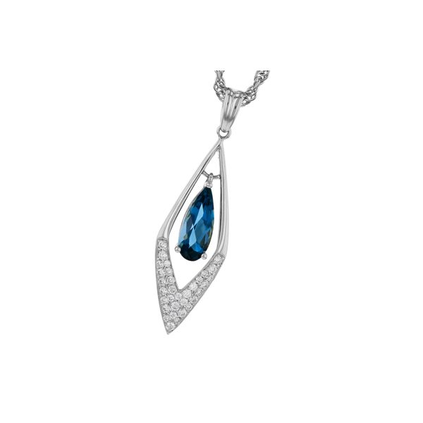London Blue Topaz and Diamond Pear Pendant Clark's Diamond Jewelers Coeur d'Alene, ID