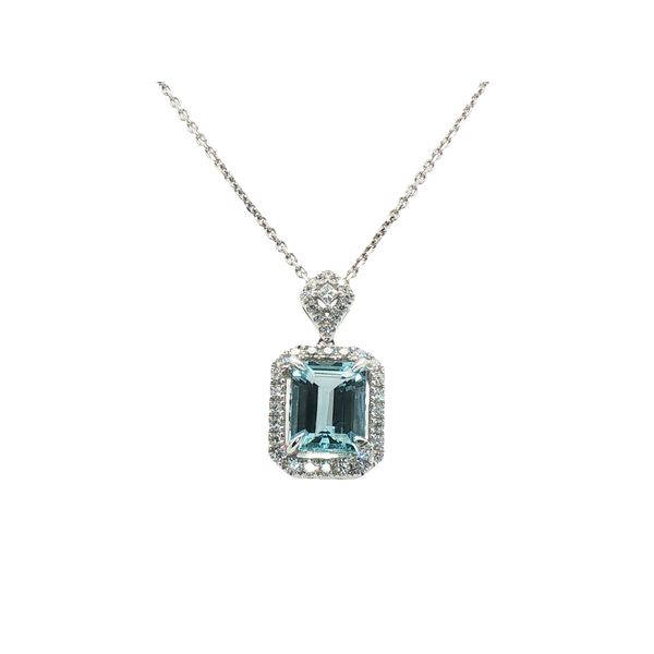 Aquamarine Halo Pendant Clark's Diamond Jewelers Coeur d'Alene, ID