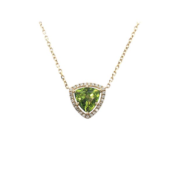 Trillion Peridot Halo Pendant Clark's Diamond Jewelers Coeur d'Alene, ID