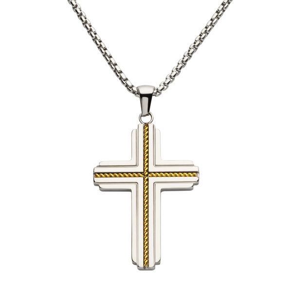 Rope Inlay Cross Pendant - 22