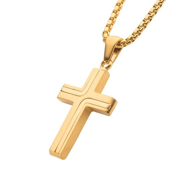 Plated Scaled Cross Pendant - 22