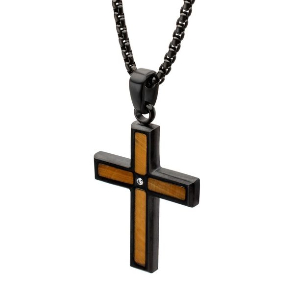 Tigereye Inlay Cross Pendant - 22