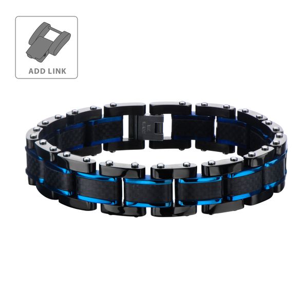 Black Carbon Fiber and Blue Link Bracelet Clark's Diamond Jewelers Coeur d'Alene, ID