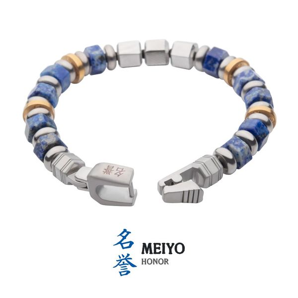 Men's 8mm Mokume Gane and Lapis Lazuli Beads Bushido Virtue Bracelet Clark's Diamond Jewelers Coeur d'Alene, ID