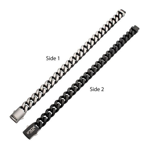 12mm Black IP Matte Steel Cuban Chain with Black Sapphire Clasp Reversible Bracelet Clark's Diamond Jewelers Coeur d'Alene, ID