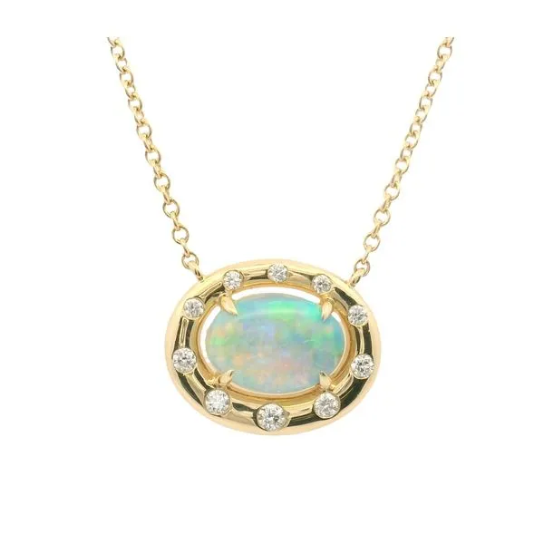 1.15ct Opal Necklace in 14k Yellow Gold Clark's Diamond Jewelers Coeur d'Alene, ID