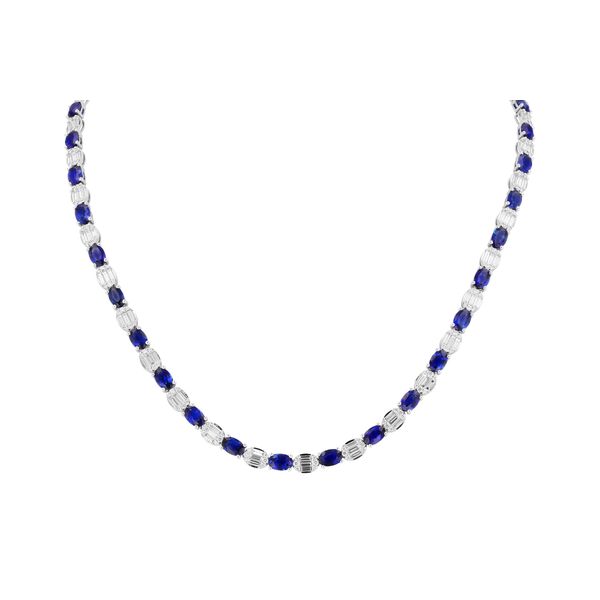 Sapphire Line Necklace in 14k White Gold Clark's Diamond Jewelers Coeur d'Alene, ID