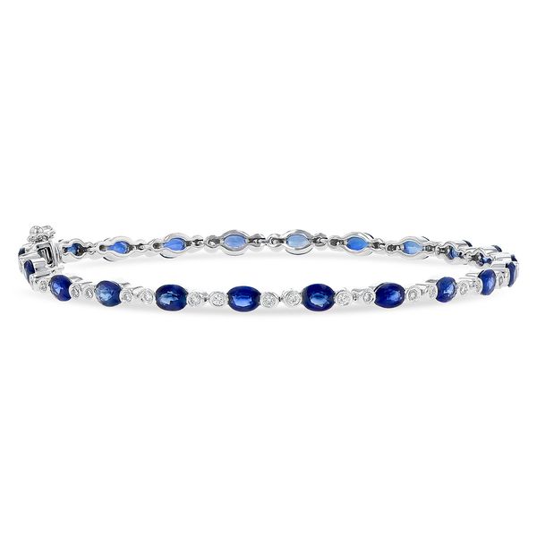 Sapphire and Diamond Bracelet in 14k White Gold Clark's Diamond Jewelers Coeur d'Alene, ID
