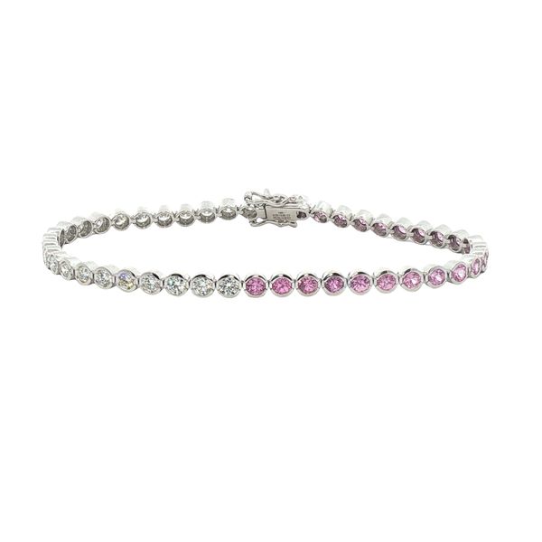 Pink Sapphire and Diamond Bezel-Set Tennis Bracelet Clark's Diamond Jewelers Coeur d'Alene, ID