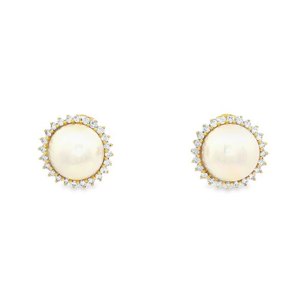 Mabe Pearl Halo Earrings Clark's Diamond Jewelers Coeur d'Alene, ID