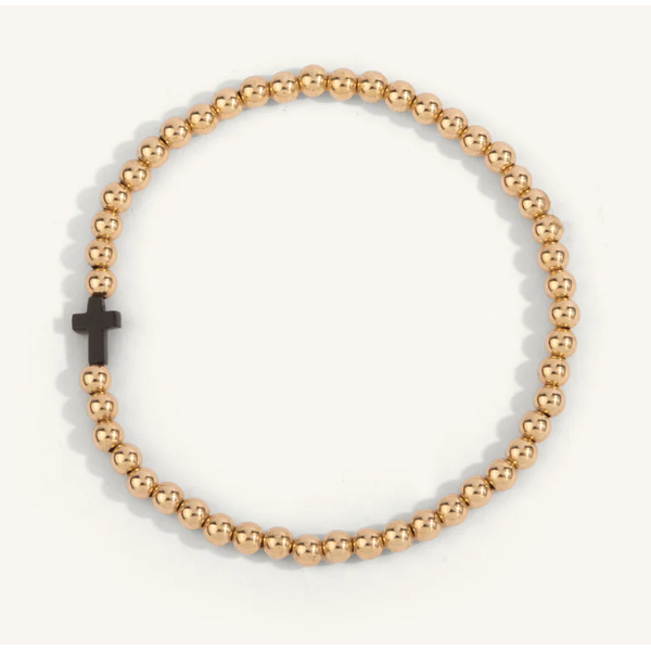 Gold Filled with Black Onyx Cross Bead Bracelet Clark's Diamond Jewelers Coeur d'Alene, ID