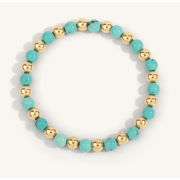 Blue Howlite & 14kt Gold Filled Harmony Gemstone Bead Bracelet - 6MM Clark's Diamond Jewelers Coeur d'Alene, ID