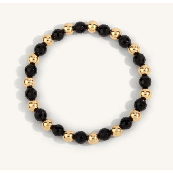 Black Agate & 14kt Gold Filled Harmony Gemstone Bead Bracelet - 6MM Clark's Diamond Jewelers Coeur d'Alene, ID