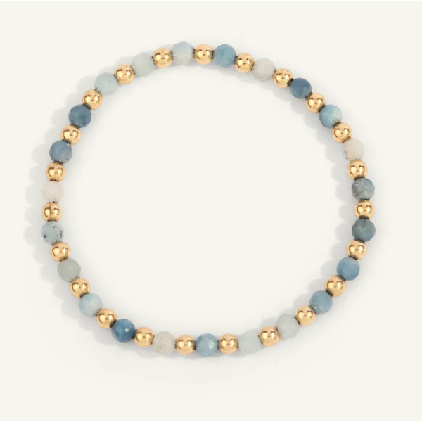 Aquamarine & 14kt Gold Filled Harmony Gemstone Bead Bracelet - 4MM Clark's Diamond Jewelers Coeur d'Alene, ID