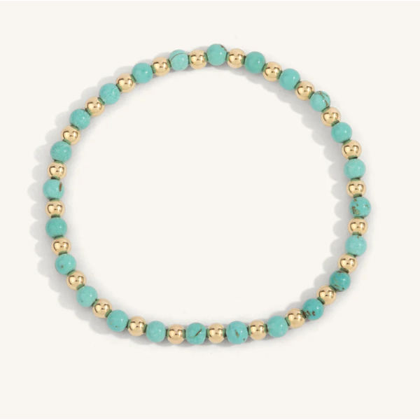 Blue Howlite & 14kt Gold Filled Bead Bracelet - 4MM Clark's Diamond Jewelers Coeur d'Alene, ID