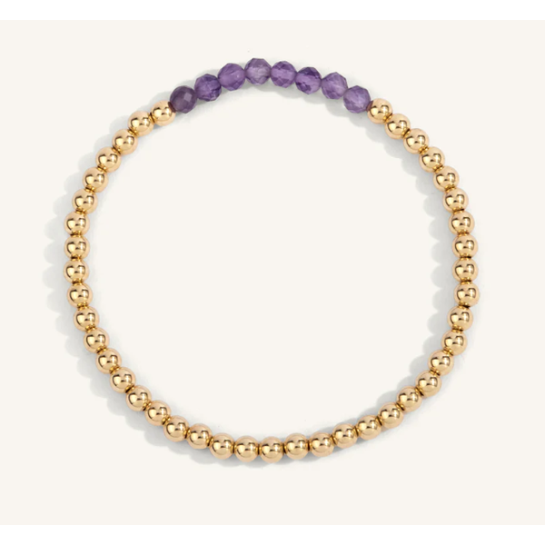 Amethyst February Birthstone Bar Bead Bracelet - 4MM Clark's Diamond Jewelers Coeur d'Alene, ID