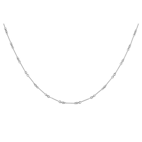 0.8mm Twist Chain with Link Stations in 14k White Gold 18
