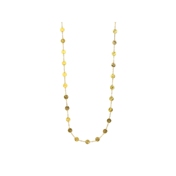 Hammered Disc Long Chain Necklace Clark's Diamond Jewelers Coeur d'Alene, ID