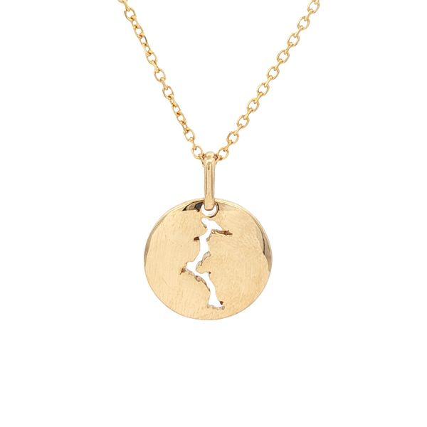 14k Yellow Gold Small CDA Lake Disc Pendant Clark's Diamond Jewelers Coeur d'Alene, ID